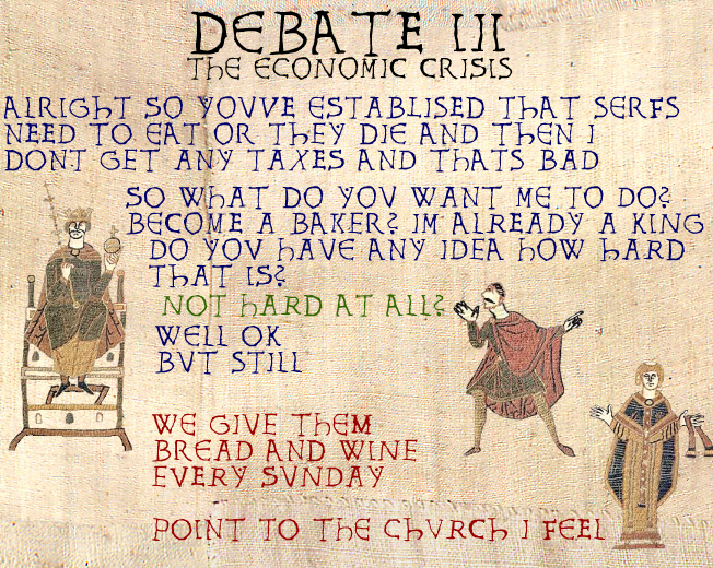 The debates were hindered by the constant need to move the candidates to the opposing edges of the room in order to fit in the text